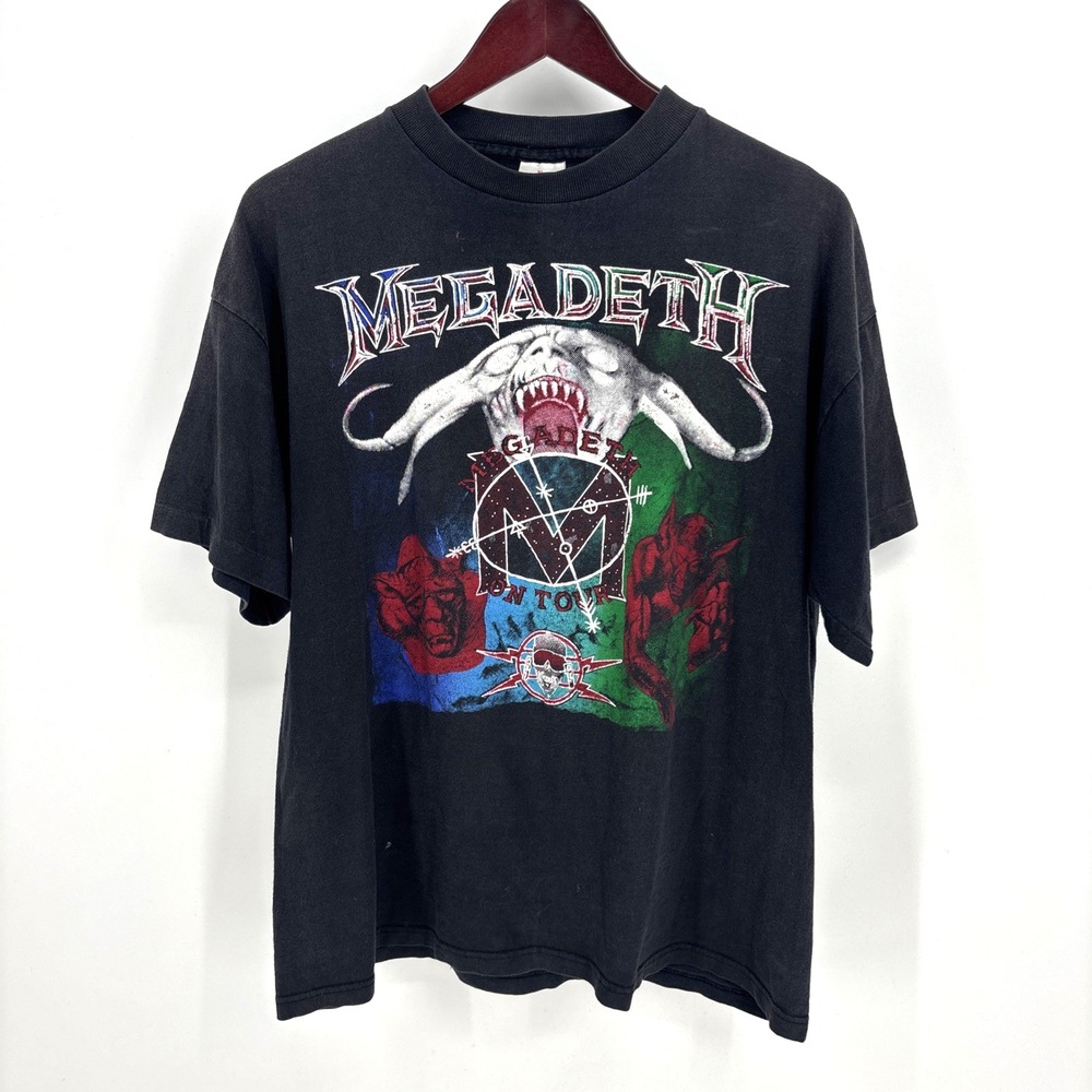 Vintage 90s‎ MEGADETH Tour Concert Tee Heavy Metal T Shirt Size XL Thrash Speed